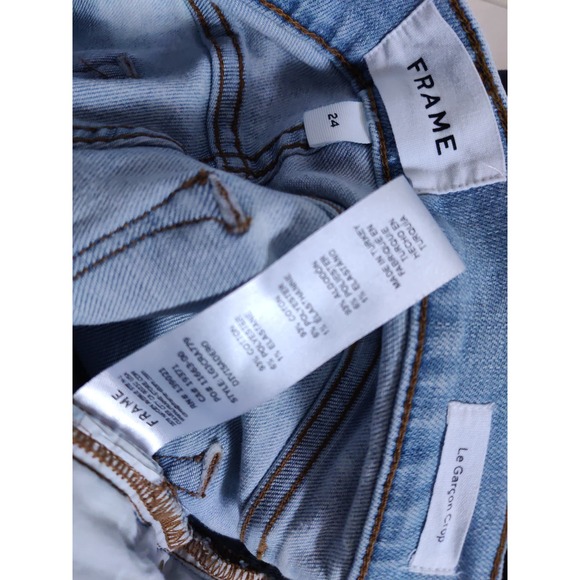 3/$20 FRAME Denim Light Blue Le Garçon Crop Cotton Blend Raw Hem Cropped Jean 24 - Picture 8 of 8